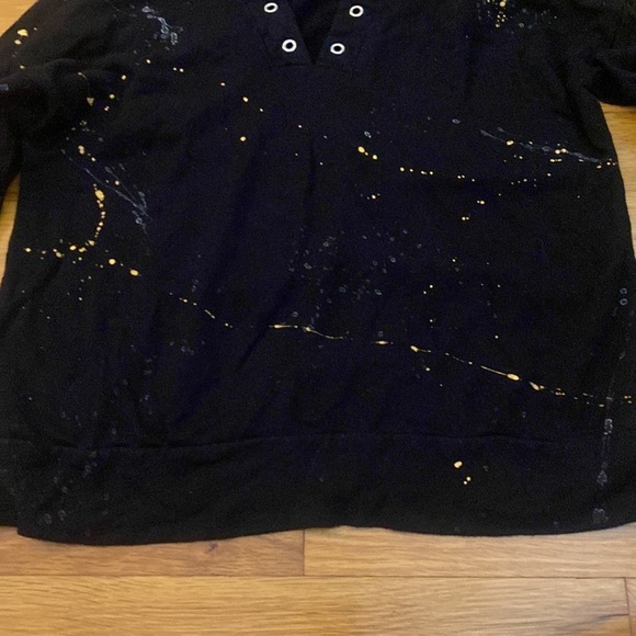 Rock Candy Girl’s Black Hoodie With White and Gold Splatter Size L - Picture 3 of 6